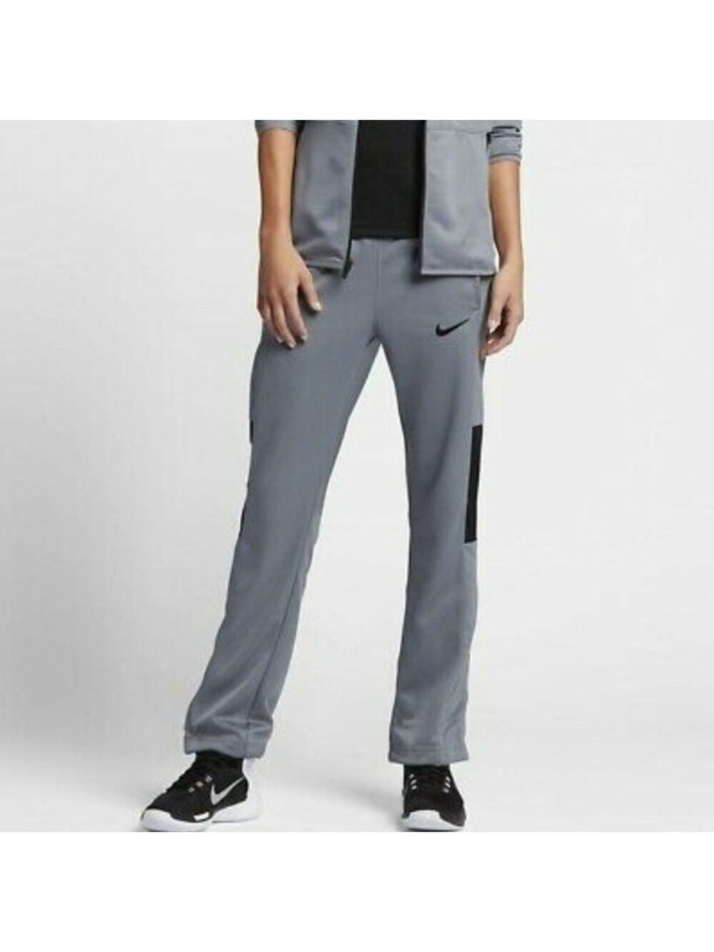 Nike Dri-Fit Womens Rivalry Basketball Pants Gray Black Pockets Pull On S New